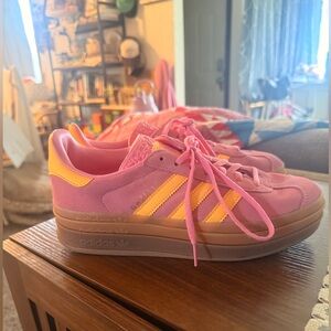 adidas Pink and Yellow Suede Sneakers